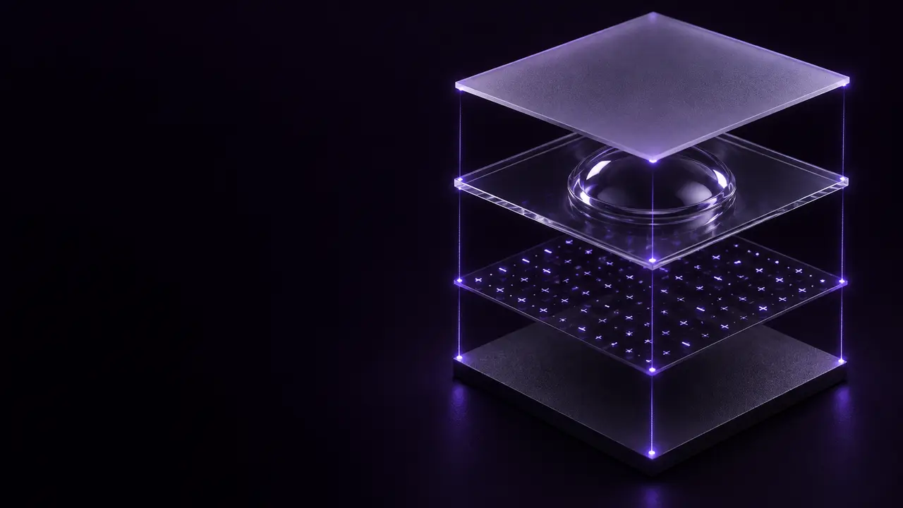 Diagram: four layers of the renderer, from the 3D scene up to the page